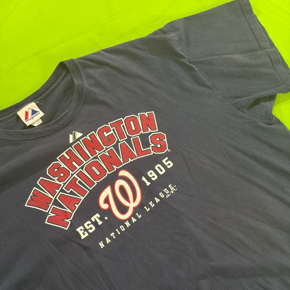 Washington Nationals VTG Y2K Majestic T-Shirt Mens 2X Navy MLB Baseball Logo Tee